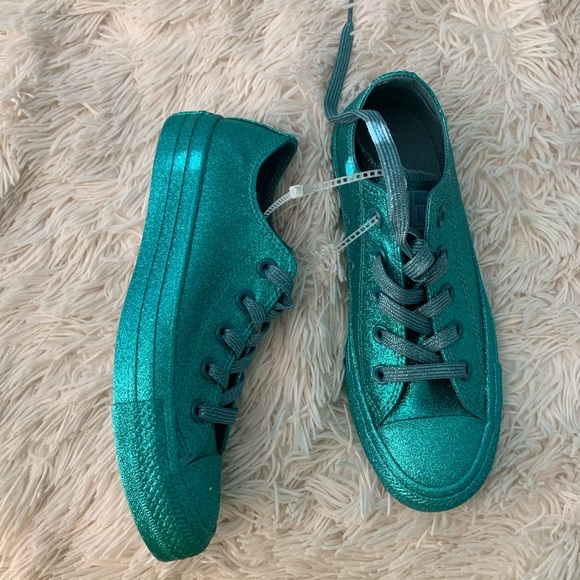 green glitter converse shoes